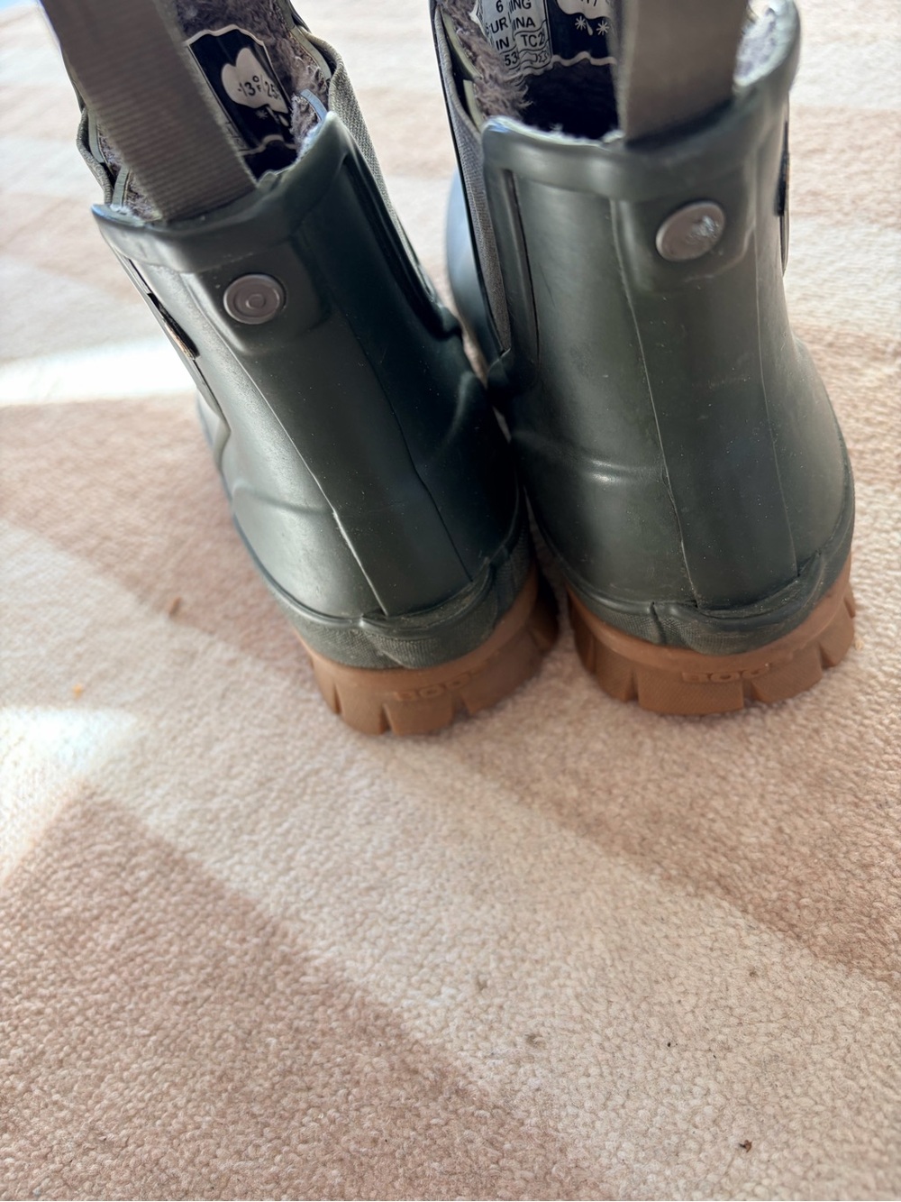 Bogs Insulated Waterproof Ankle Rain Boots Women’s Size 6 Green Fleece Lined - Picture 3 of 6
